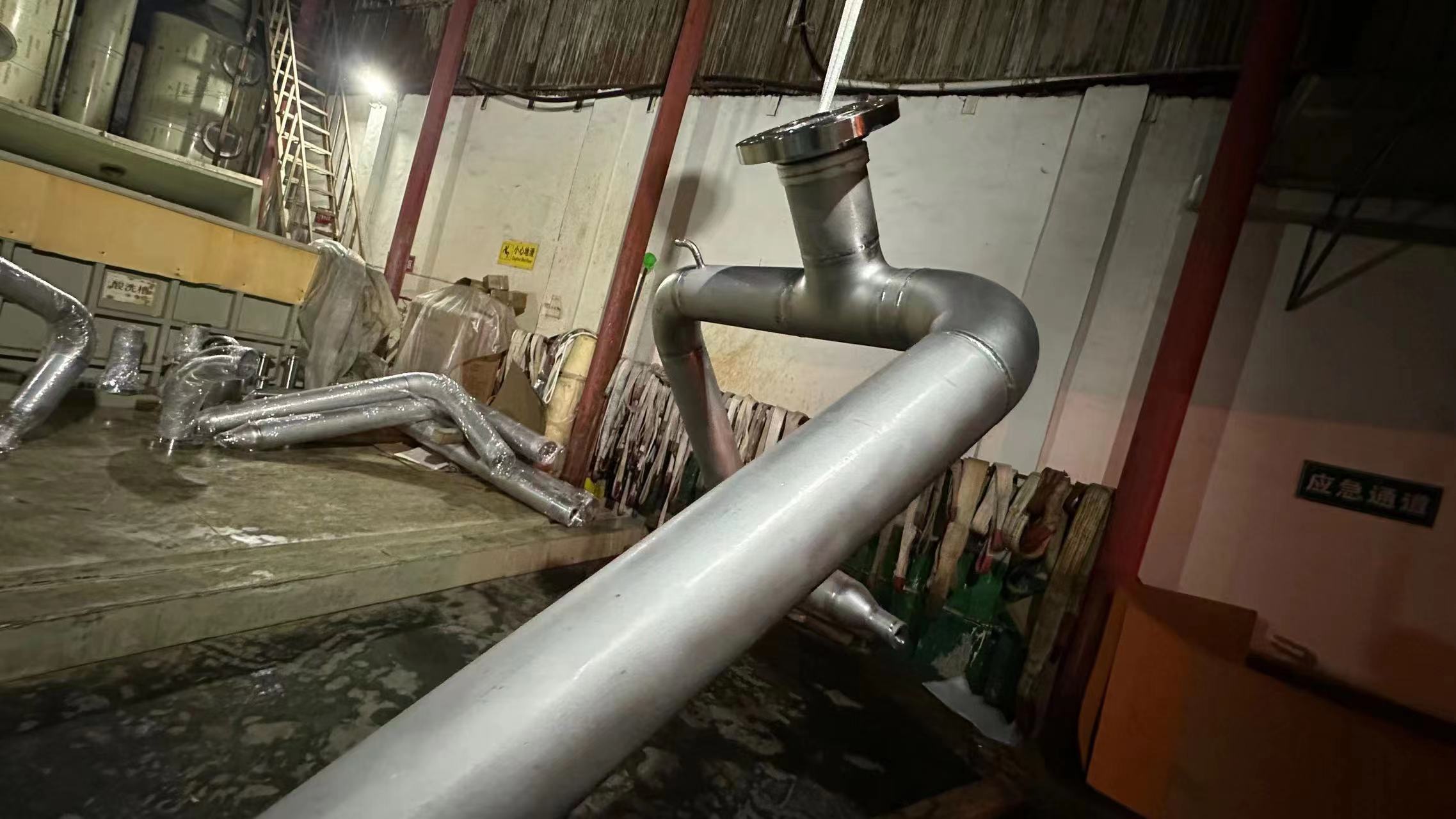 Large stainless-steel pipe after pickling and passivation